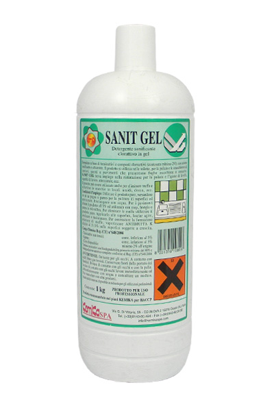 SANIT GEL_Detergente  sanificante e sbiancante  cloroattivo in gel_Flacone  1kg (Cartone da 15 flaconi)